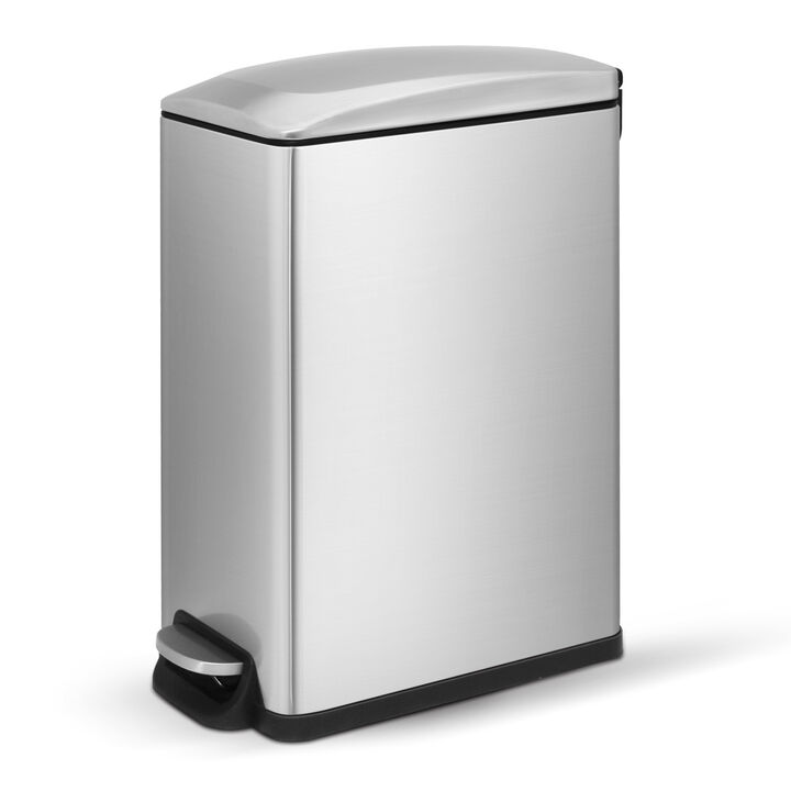 12 gal Stainless Steel Step Slim Rectangular Trash Can