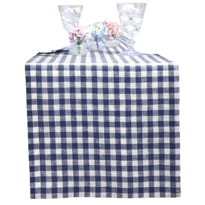Solino Home 100% Pure Linen Table Runner | Gingham Check for Spring & Easter