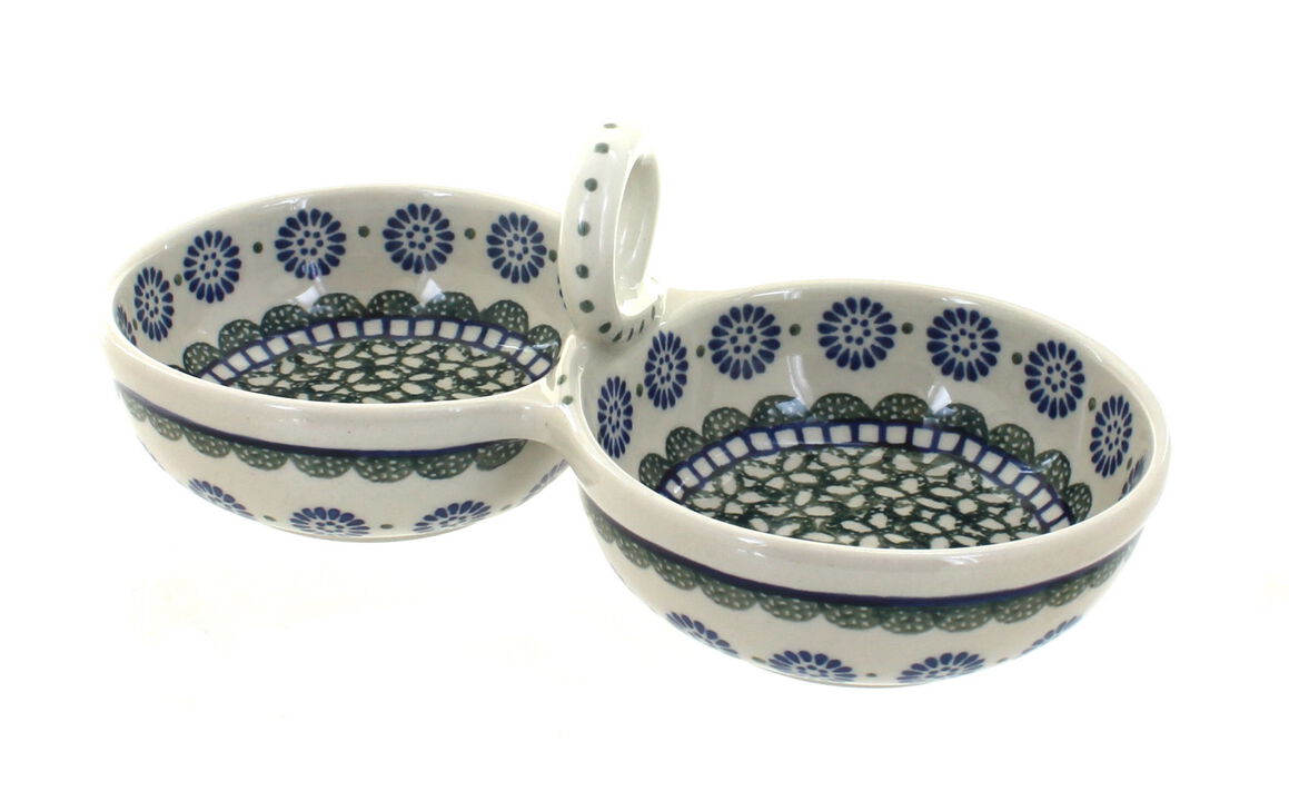 Blue Rose Polish Pottery Athena Divided Seasoning Cellar