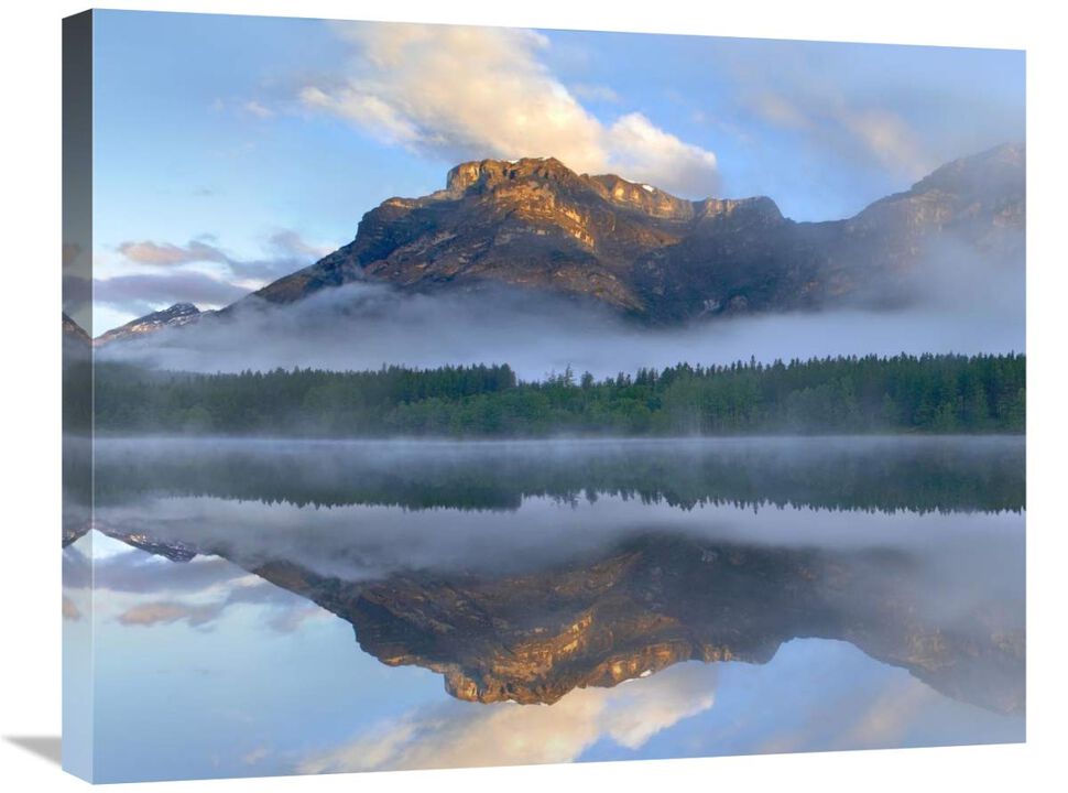 Morning light on Mt Kidd as seen from Wedge Pond, Alberta, Canada-Canvas Art-28x22