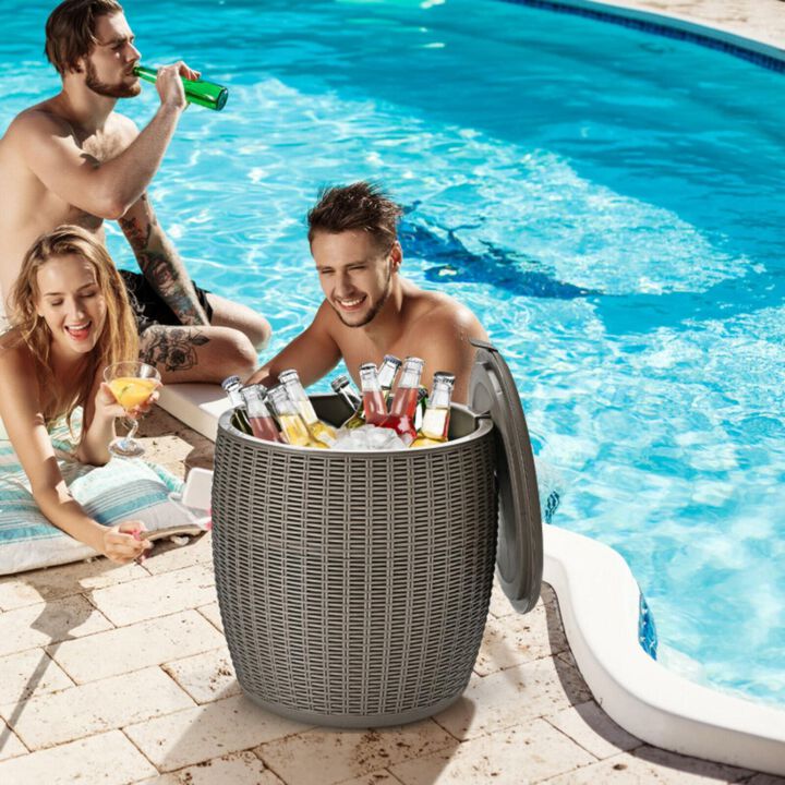 Hivvago 4-in-1 Patio Rattan Cool Bar Cocktail Table Side Table