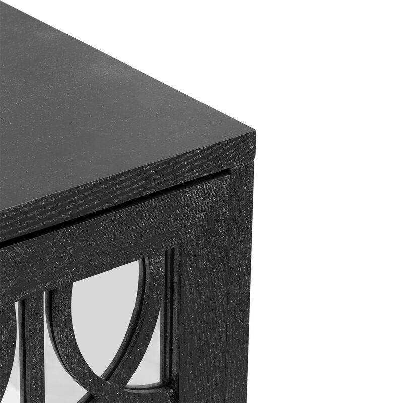 Sideboard With Glass Doors, 3 Door Mirrored Buffet Cabinet With Handle For Living Room