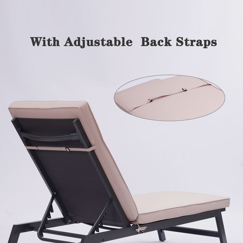 2 Pieces Set Outdoor Lounge Chair Cushion Replacement Patio Furniture Seat Cushion Chaise Lounge