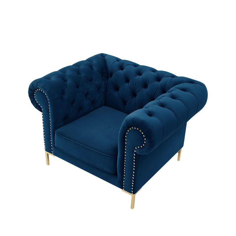 Inspired Home Zuleyka Velvet Chesterfield Club Chair
