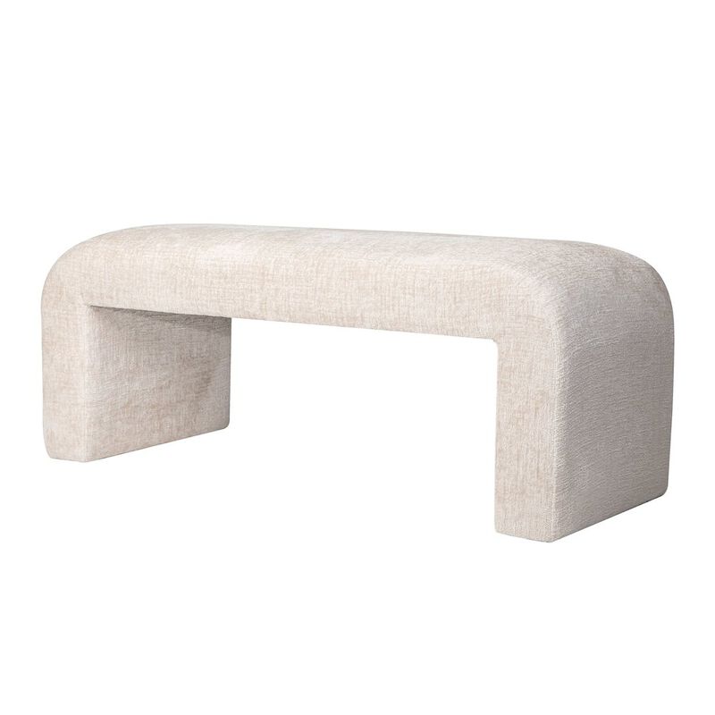 Jofran Sophia Modern Luxury Curved Upholstered Waterfall Jacquard Bench - Small