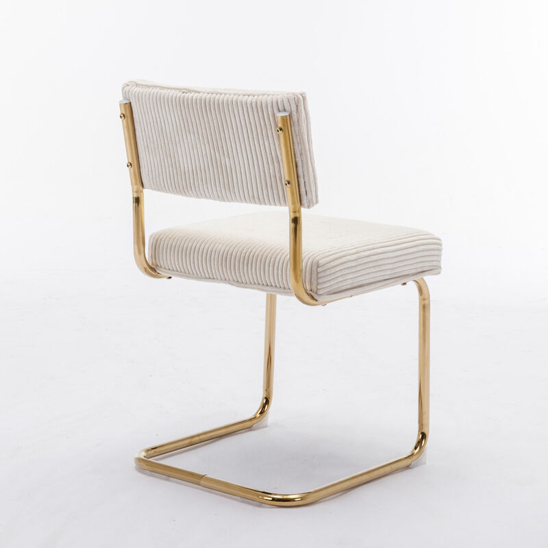 Corduroy Dining Chairs, Gold Base, Set of 2