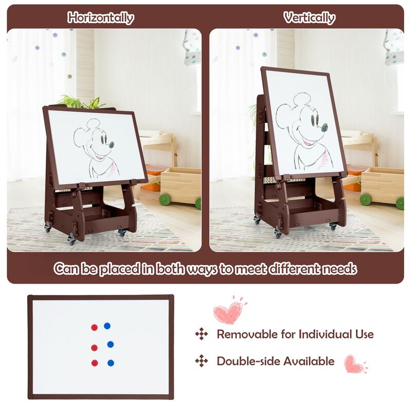 Multifunctional Kids' Standing Art Easel with Dry-Erase Board