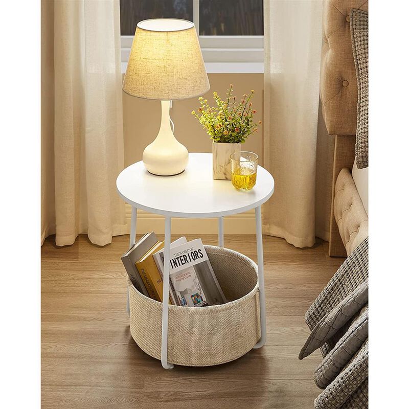 Modern Nightstand with Fabric Basket for Stylish and Functional Storage