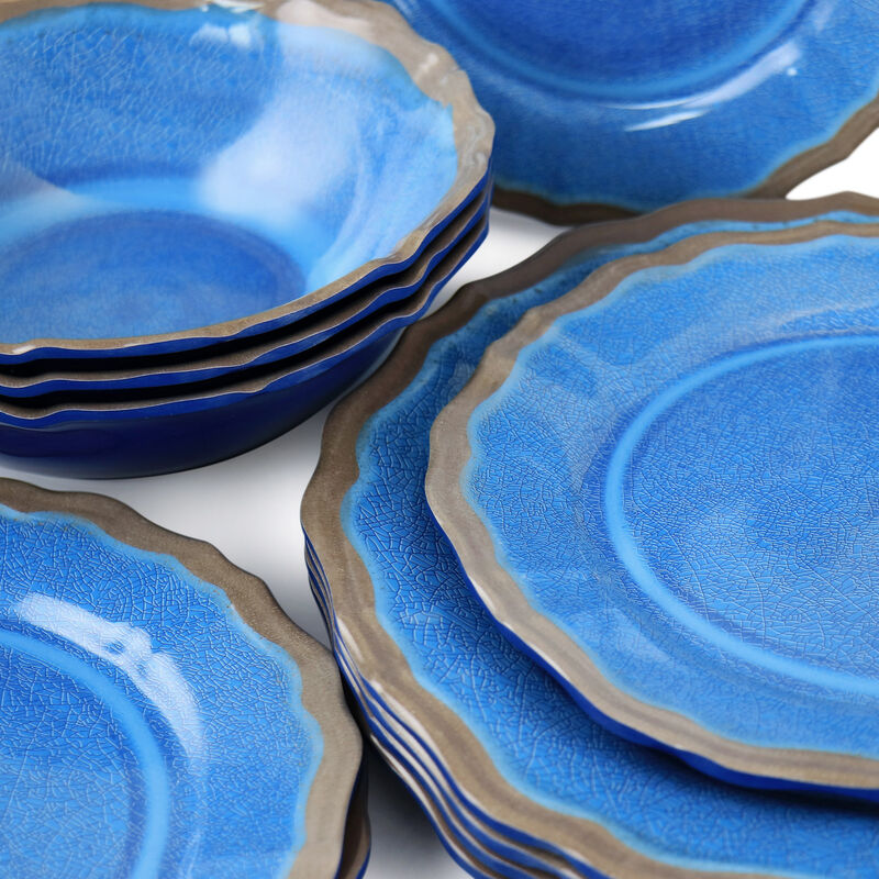 Elama Roma 12 Piece Melamine Dinnerware Set in Blue