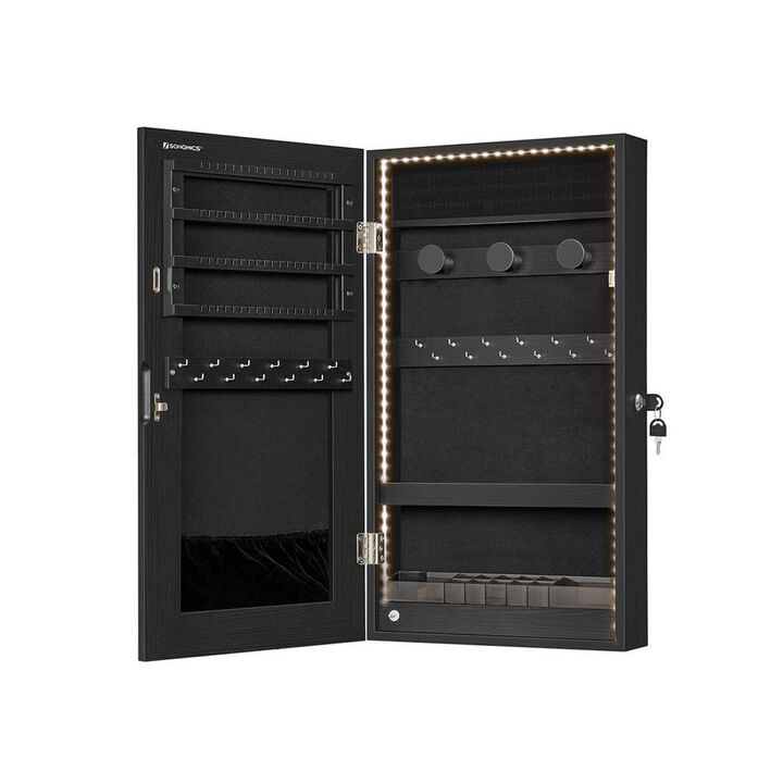 Door Mounted Jewelry Armoire with Full-Length Mirror and Organized Storage