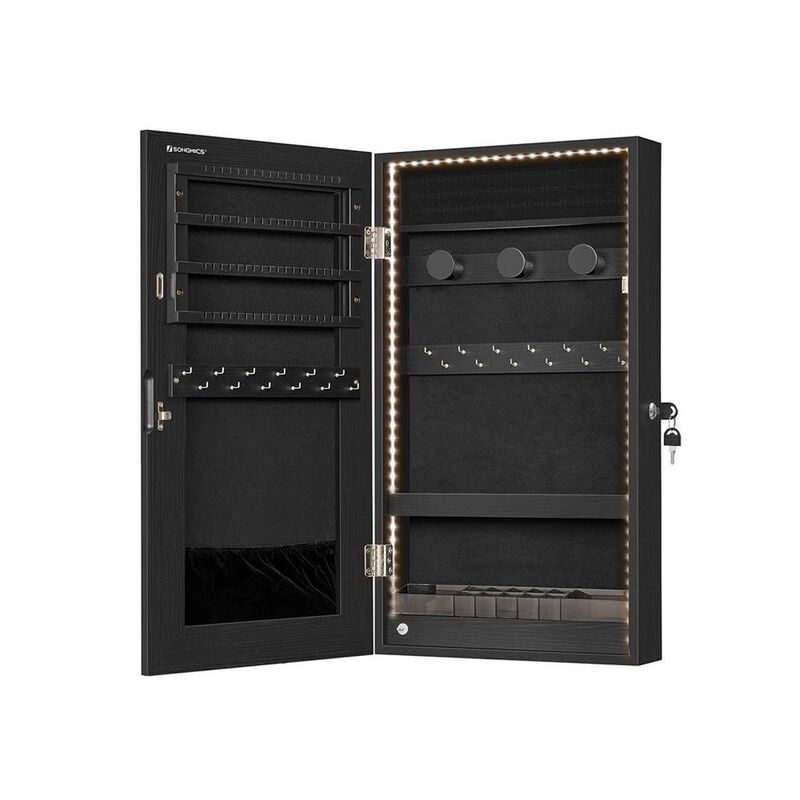 Door Mounted Jewelry Armoire with Full-Length Mirror and Organized Storage