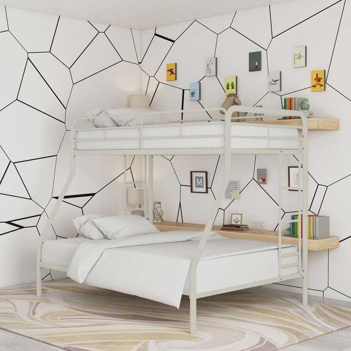 Atwater Living Cassia Twin over Full Metal Bunk Bed with Two Ladders and Safety Railings