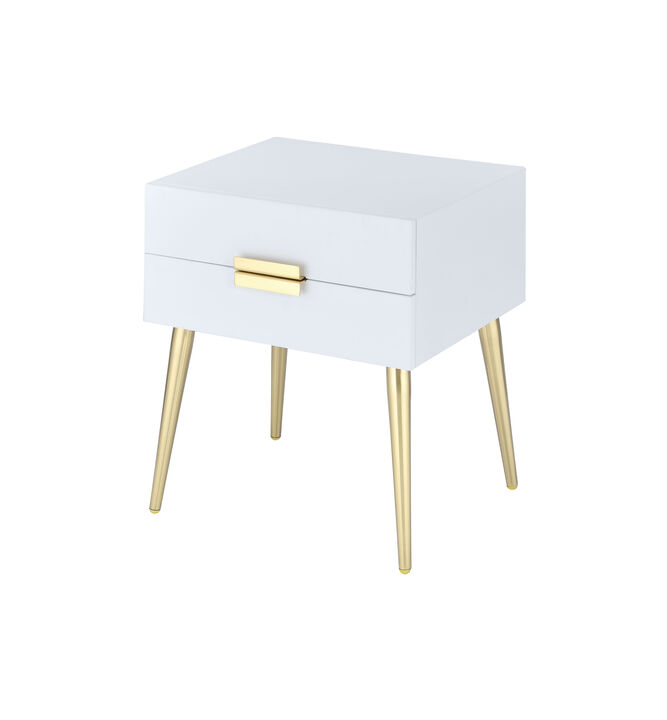 ACME Denvor End Table, White & Gold