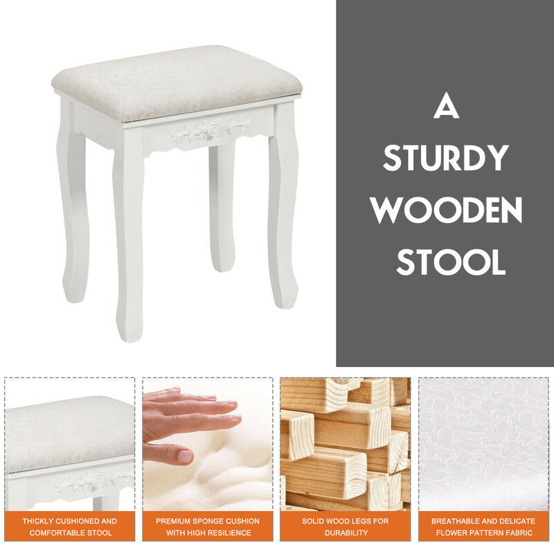 Wood Vanity Table Set with Oval Mirror and 4 Drawers for Kids Girls Women