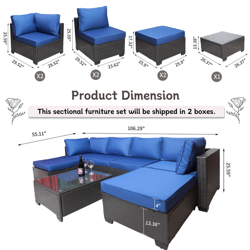 Merax Outdoor Garden Patio Furniture 7-Piece Sofa Sets