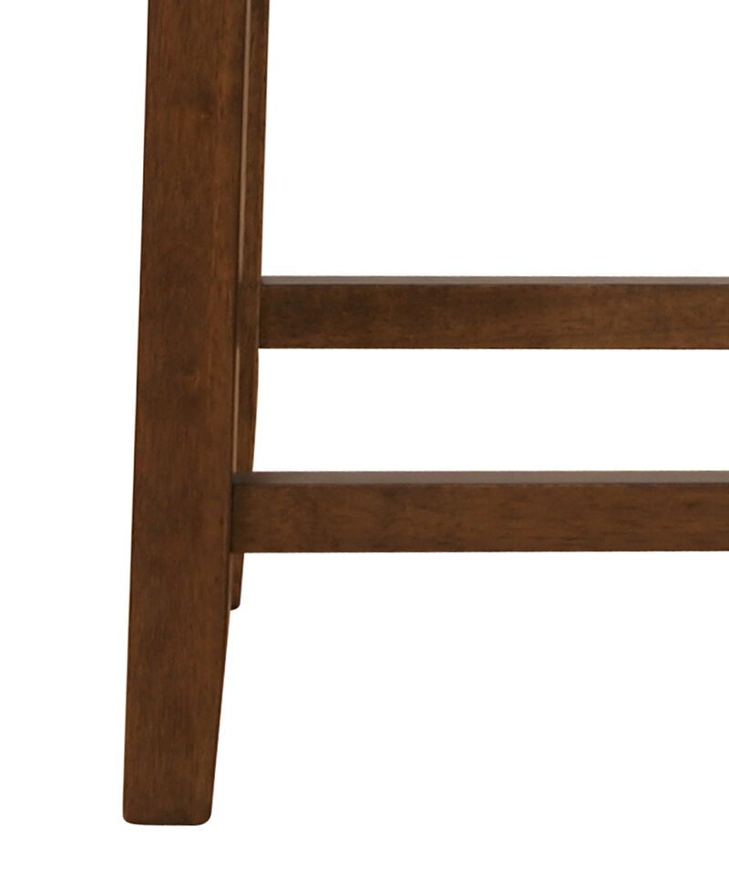 Wooden Counter Stool with Nailhead Trim Accent, Brown and Beige - Benzara