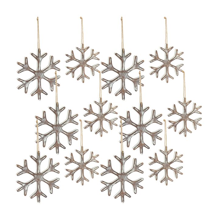 Snowflake Christmas Ornament for Holiday Tree Decor (Set of 12)