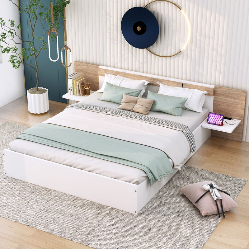 Streamdale Queen Platform Bed with Storage and USB