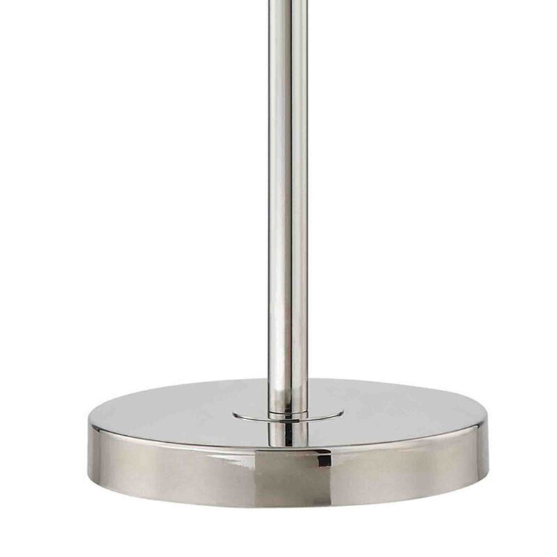 Aimy 27 Inch Table Lamp, LED Glass Shade, Metal, Chrome and White Finish-Benzara