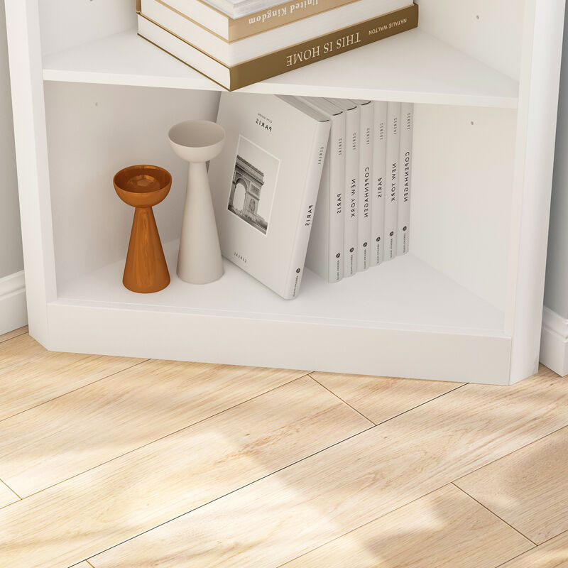 Modern Book Shelf Set of 2, 6 Tiered Corner Shelves, Small Corner Bookshelf for Small Spaces, Adjustable Tall Bookcase for Bathroom, Living Room, Office, White(31.5"x 13.9"x 78.7")