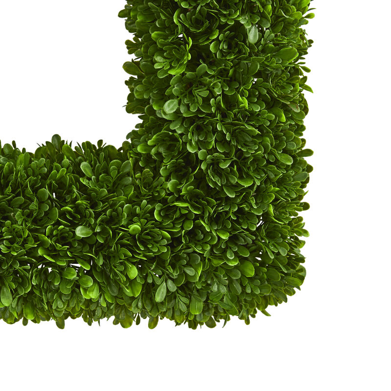 Nearly Natural 17-in Tea Leaf Square Wreath UV Resistant (Indoor/Outdoor)