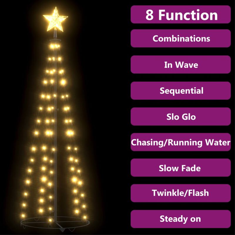 vidaXL Christmas Cone Tree Warm White 84 LEDs 19.7"x59.1"