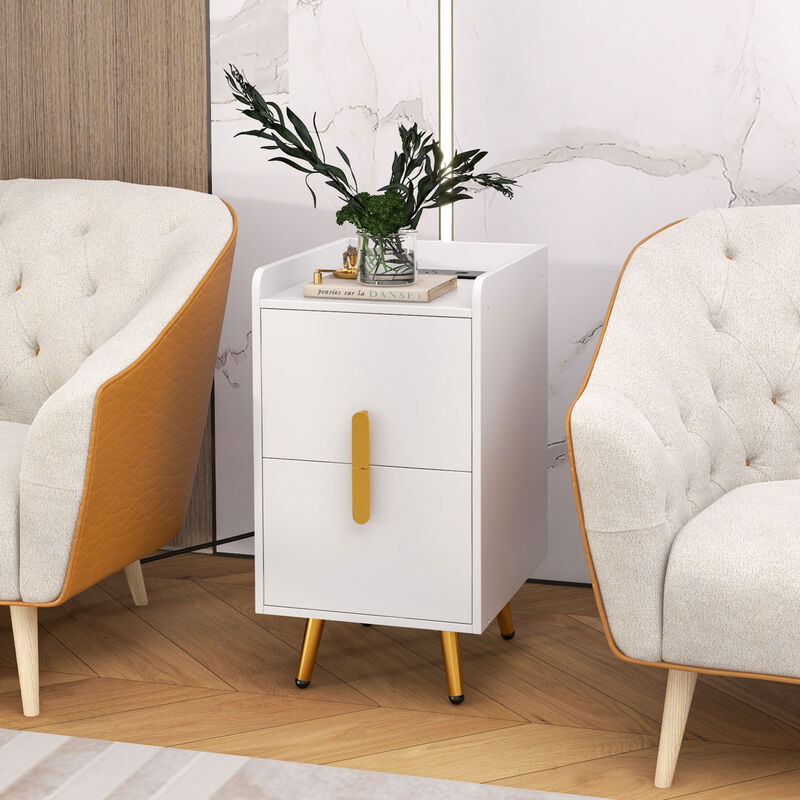 Nightstand Side Tables with 2 Drawers and 2 USB Ports