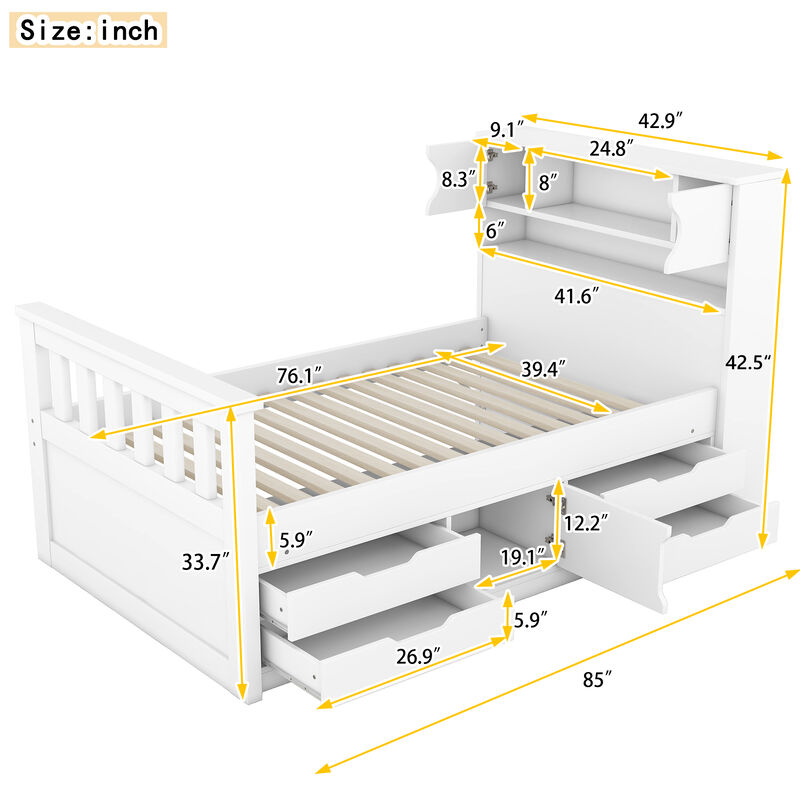 Merax Captain Platform Bed Frame with Storage