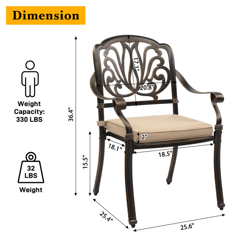 Set of 2 Patio Dining Chairs with Cushions – Outdoor Seating for Garden, Deck & Balcony