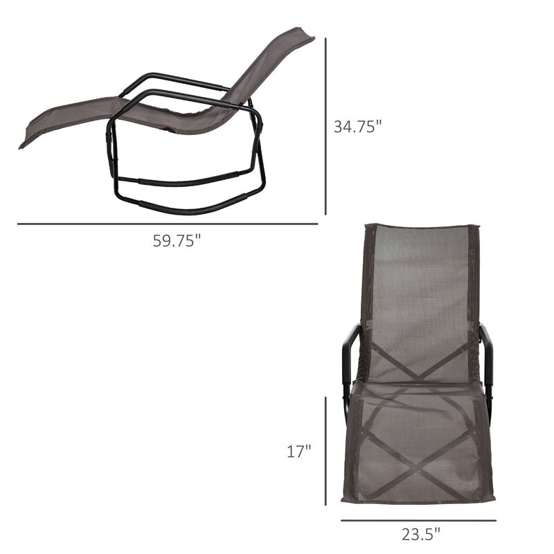 Brown Outdoor Lounger: Zero-Gravity Rocking Sun Recliner