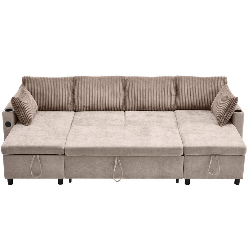 Merax Pull-out Sofa Bed with 2 Cup Holders