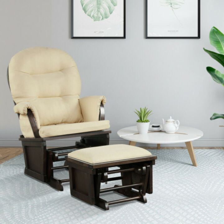 Baby Nursery Wooden Rocking Chair with Armrests and Cushion