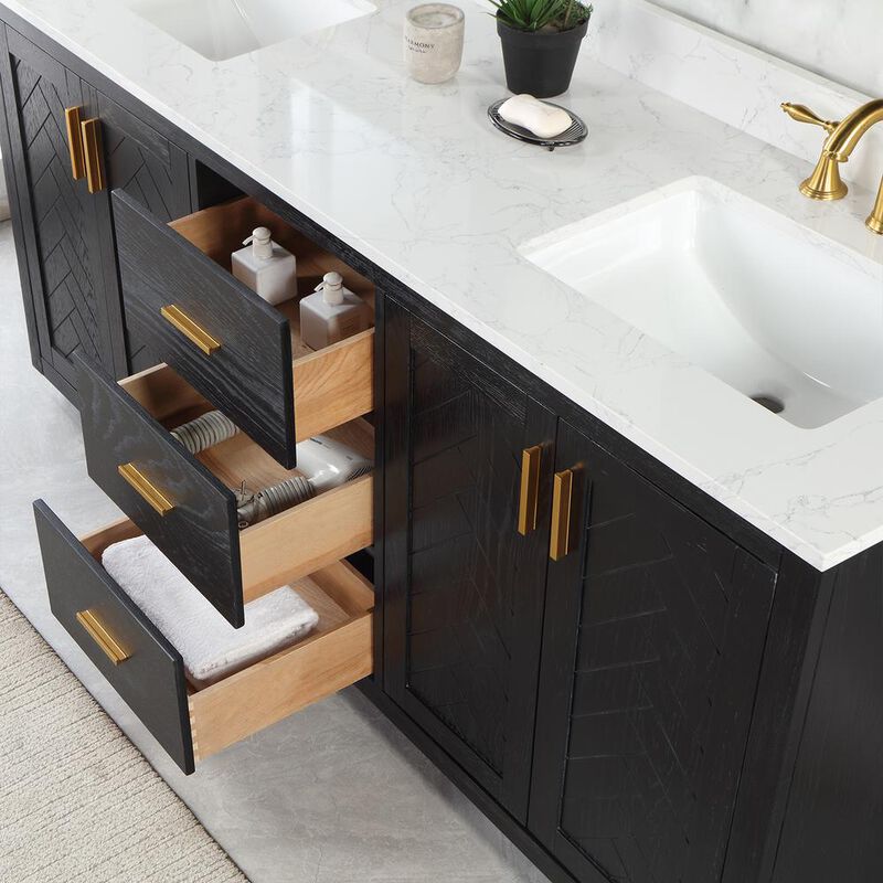 Altair 72 Double Bathroom Vanity Set in Black Oak without Mirror