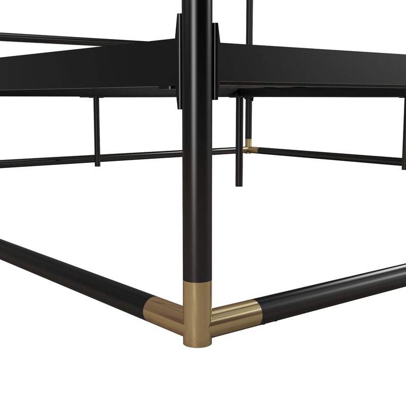 Celeste Canopy Metal Bed, King, Black & Gold