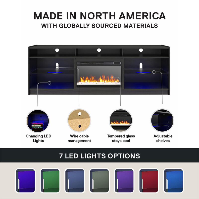 Ameriwood Home Terrene Fireplace Space Heater TV Stand for TVs up to 75"