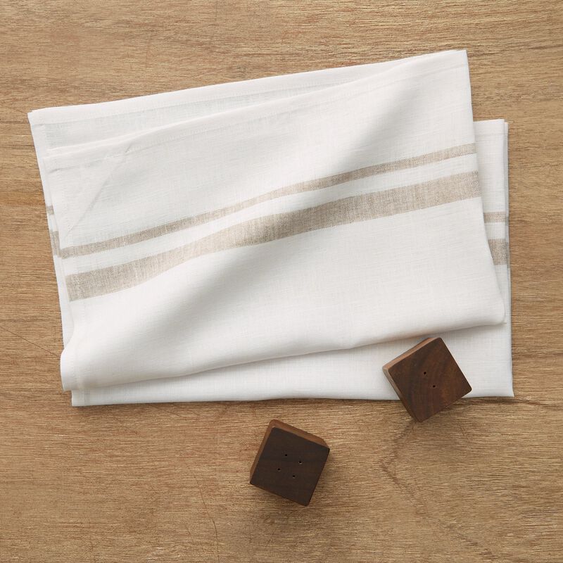 Solino Home 100% Pure Linen Kitchen Towels Set of 2 - 17 x 26 Inch | French Stripe