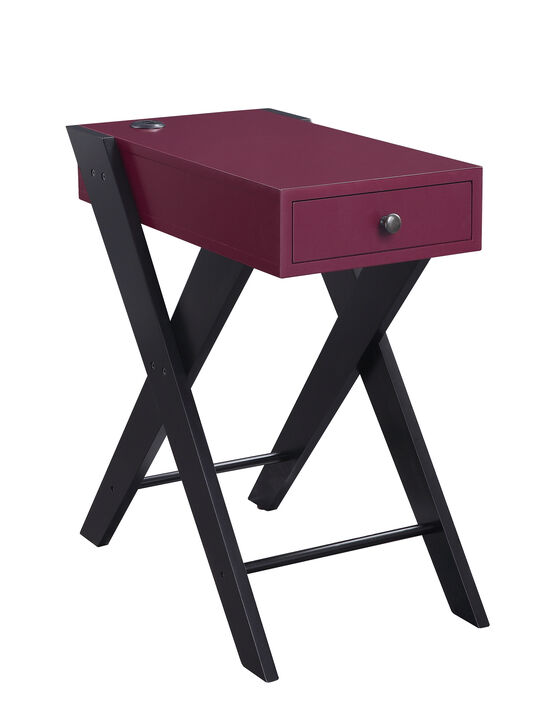 ACME Fierce Accent Table w/USB, Burgundy & Black