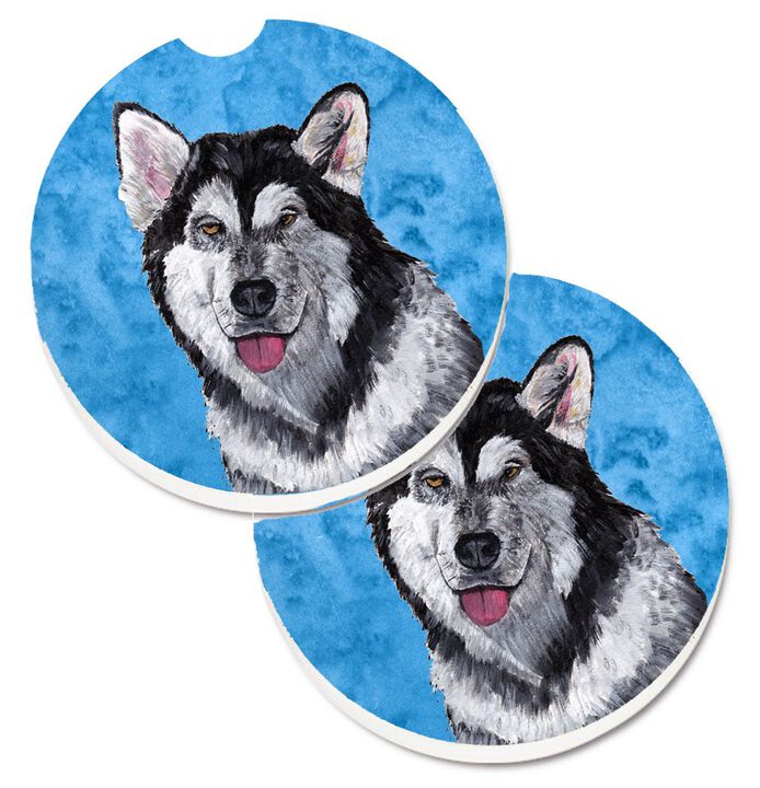 Caroline's Treasures Blue Alaskan Malamute Set of 2 Cup Holder Car Coasters SC9507BUCARC, 2.56, Multicolor