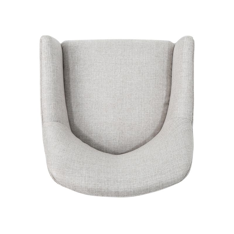 Heza Swivel Office Chair, Rolling, Light Gray Fabric, Chrome Metal -Benzara