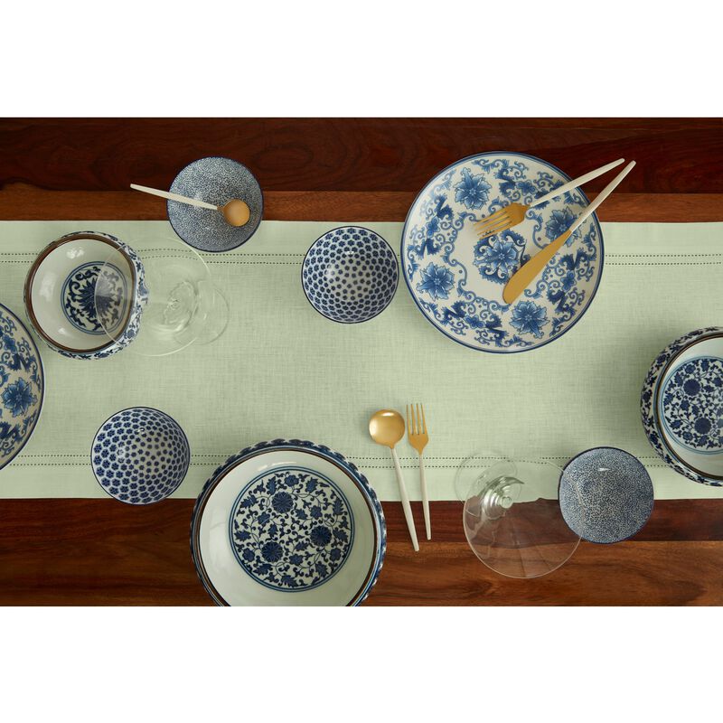 Solino Home 100% Pure Linen Table Runner | Linen Double Hemstitch