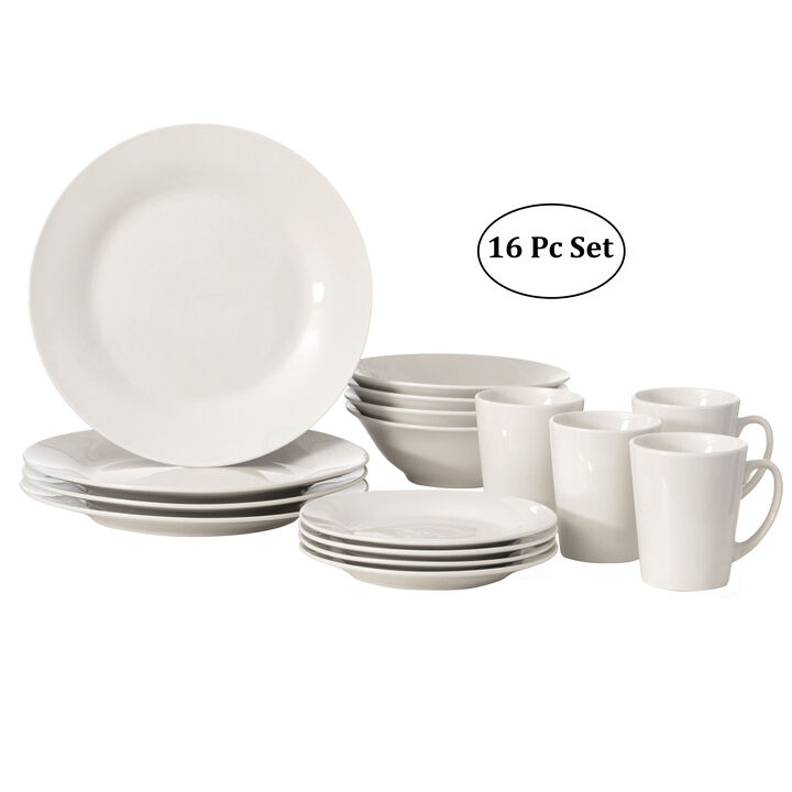16 PC Dinnerware Dish Set for 4 Person | Mugs, Salad and Dinner Plates and Bowls Sets, High Quality Dishes with Highly Chip and Crack Resistant, Dishwasher and Microwave Safe, Matte Black