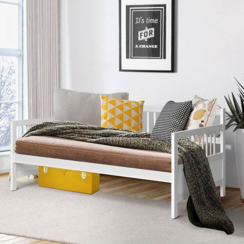 Hivvago 2-in-1 Wood Daybed Frame Sofa Bed in White Finish
