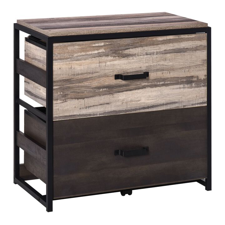 Brown/Black File Storage: 2-Drawer Office Cabinet with Adjustable Bars