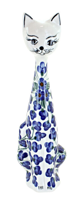 Blue Rose Polish Pottery Lavender Fields Medium Cat