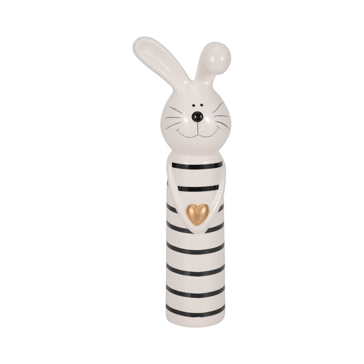 4"x12" Stripe Bunny Gold Heart