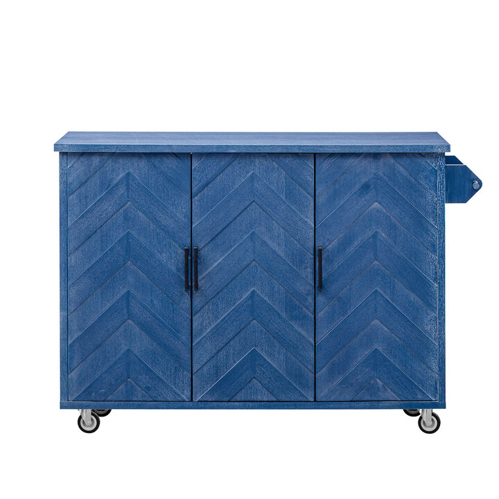 Merax Wave Stripes Ash Veneer Kitchen Island with Drop Leaf