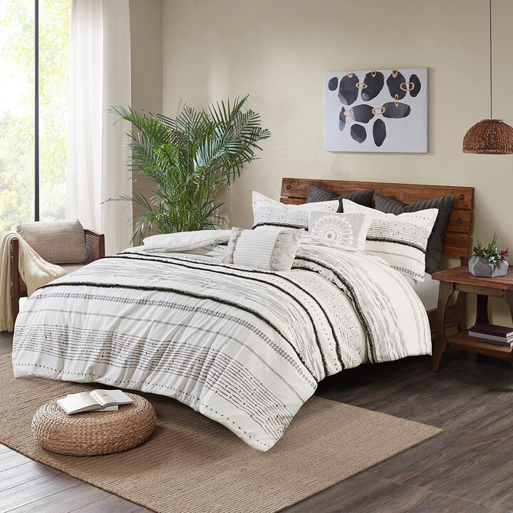 Gracie Mills Hogan Boho Chic Cotton Duvet Cover Set with Tassels