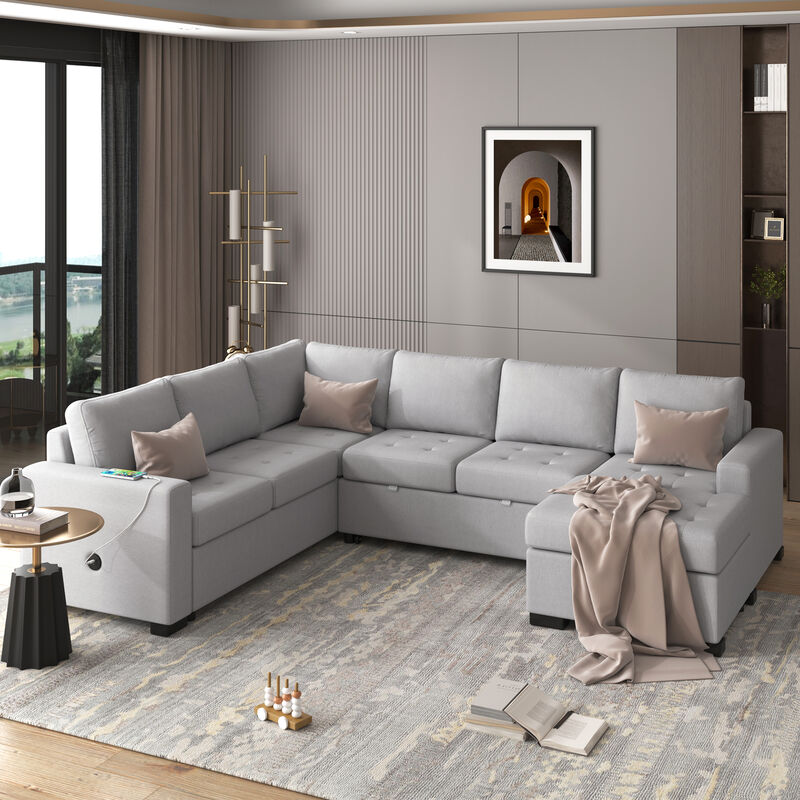 Merax Sectional Sleeper Sofa with Pull-out Bed