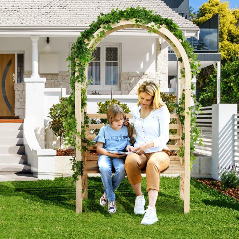 Hivvago Wooden Garden Bench Arch Pergola Outdoor Arbor
