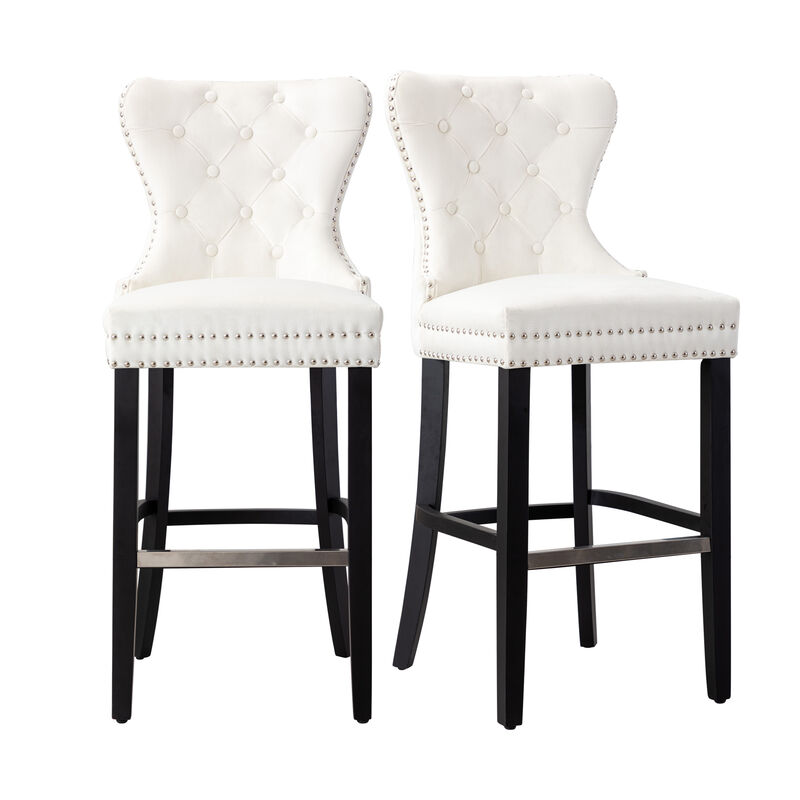 WestinTrends Tufted Velvet Bar Stool (Set of 2)